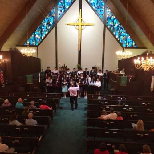 Choir singing at the First Presbyterian Church, Cuero